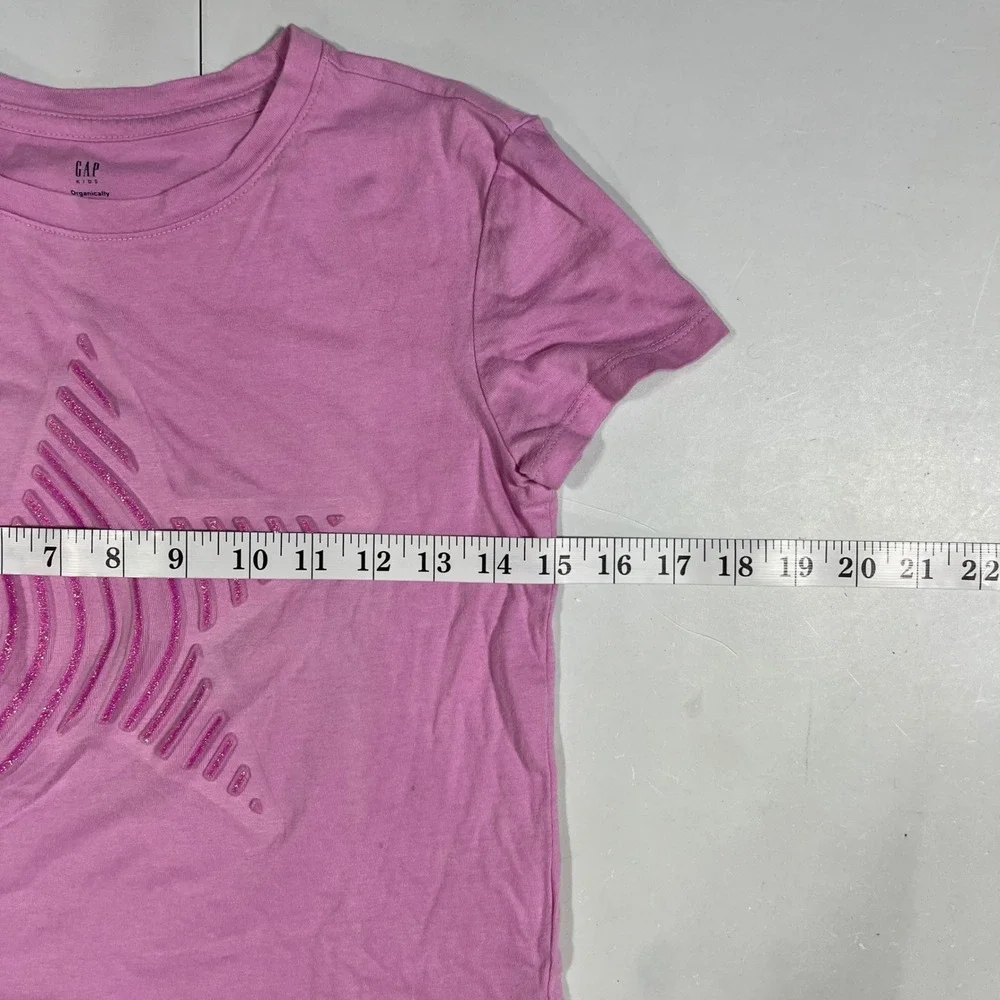 Gap Kids Pink Star Graphic T-Shirt Organically Grown Cotton Size M 8-9